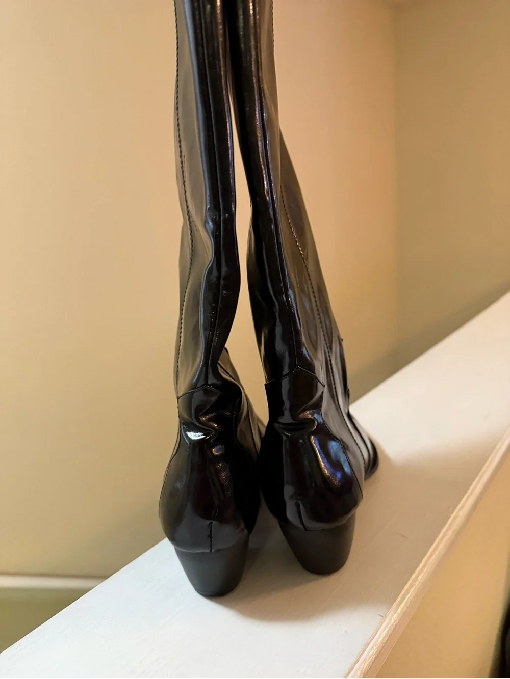 Classic Black Patent Knee-High Western Boot - Women's
